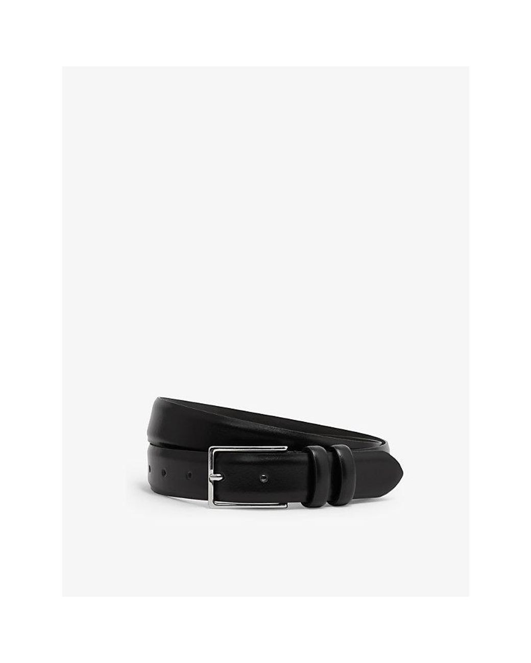 Reiss Black Dante Adjustable Leather Belt for men