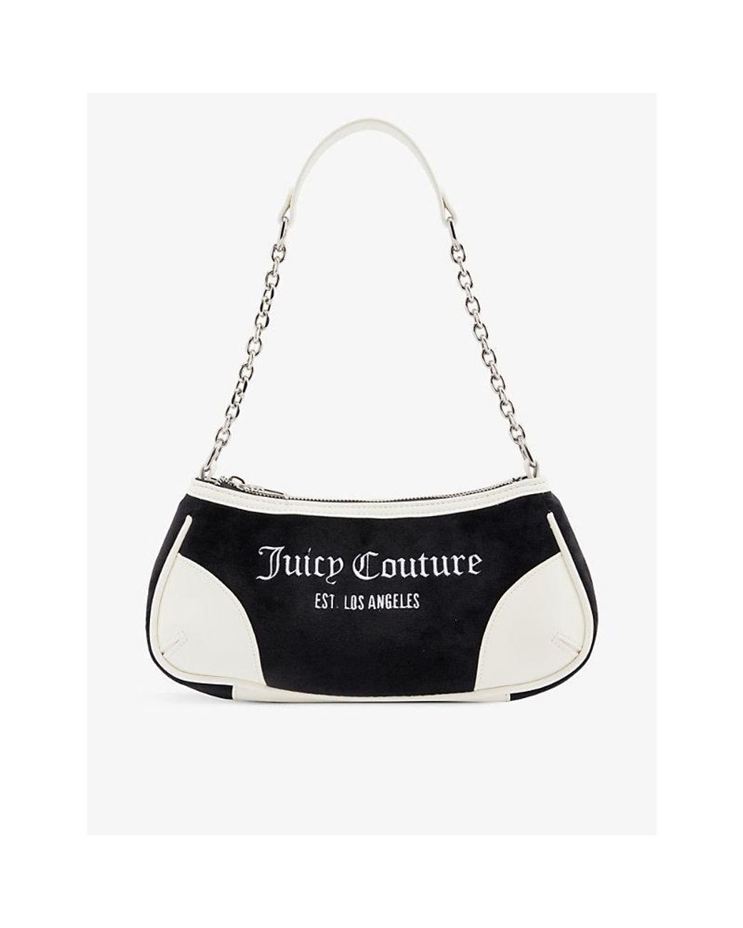 Juicy Couture Logo-embroidered Velour Shoulder Bag in Black | Lyst