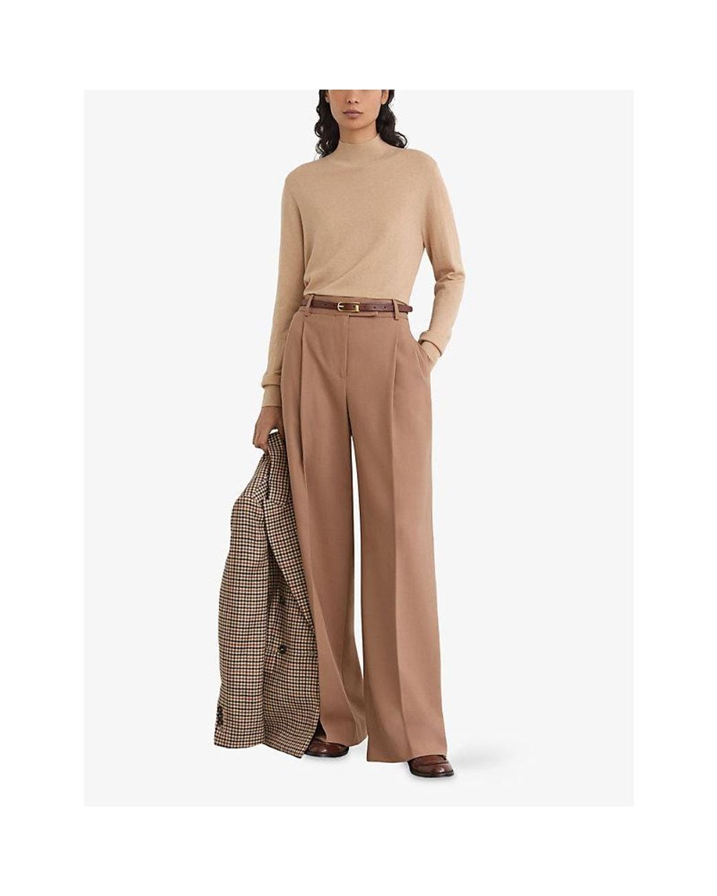 Reiss Natural Rina Roll-Neck Merino-Wool Jumper