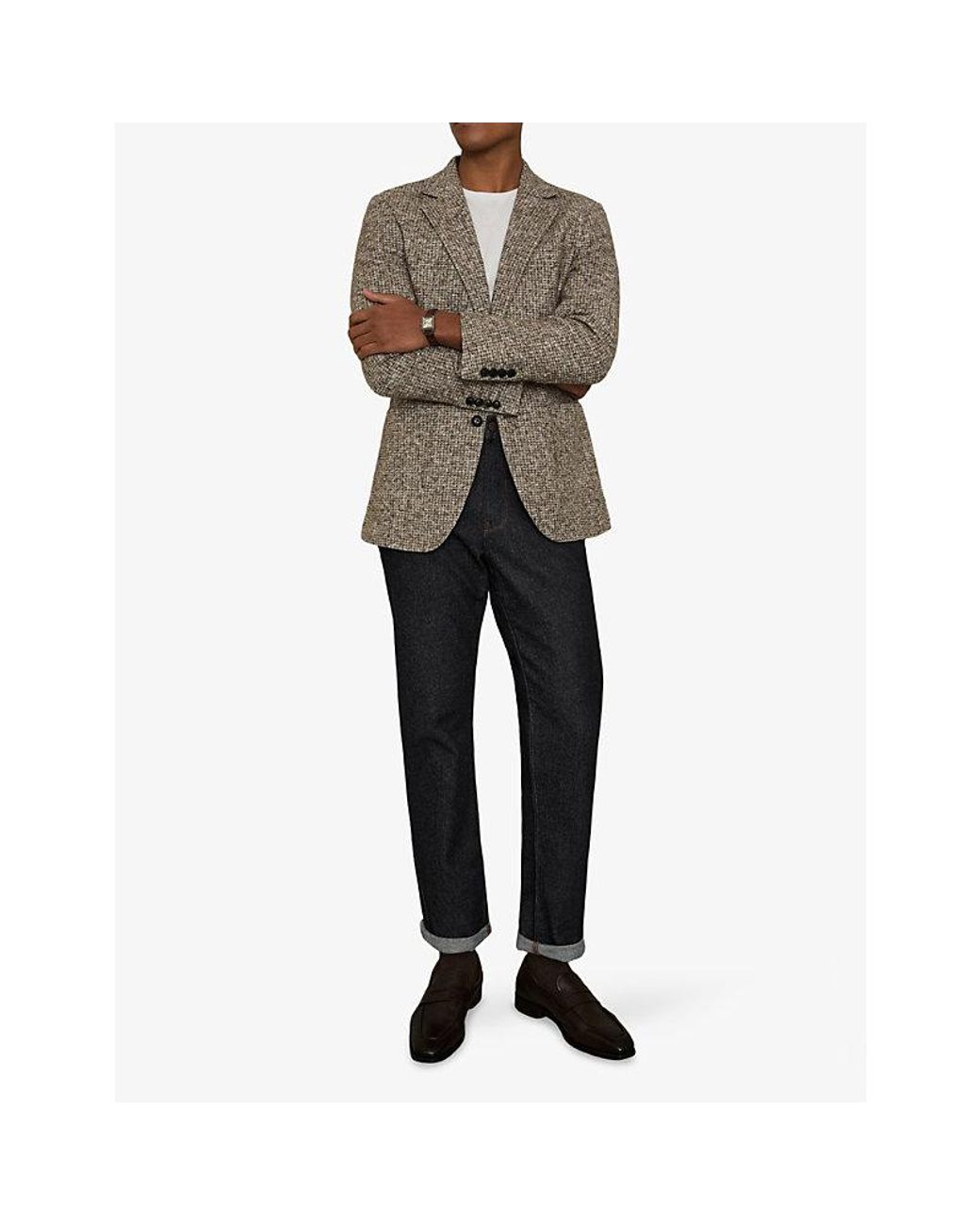 Reiss Blue Bishopsgate Straight-Fit Stretch-Denim Jeans for men