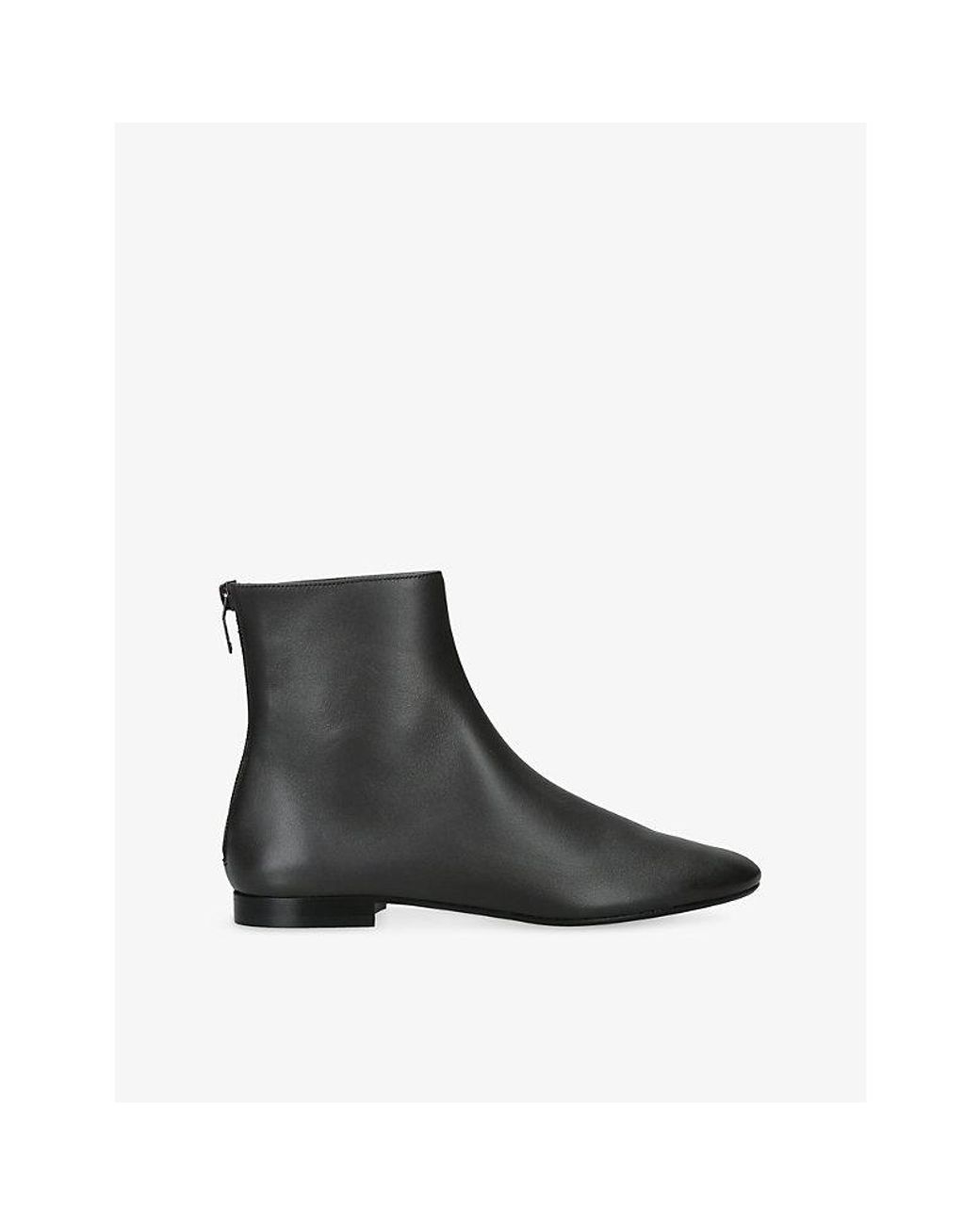 Totême Black Contour Leather Ankle Boots