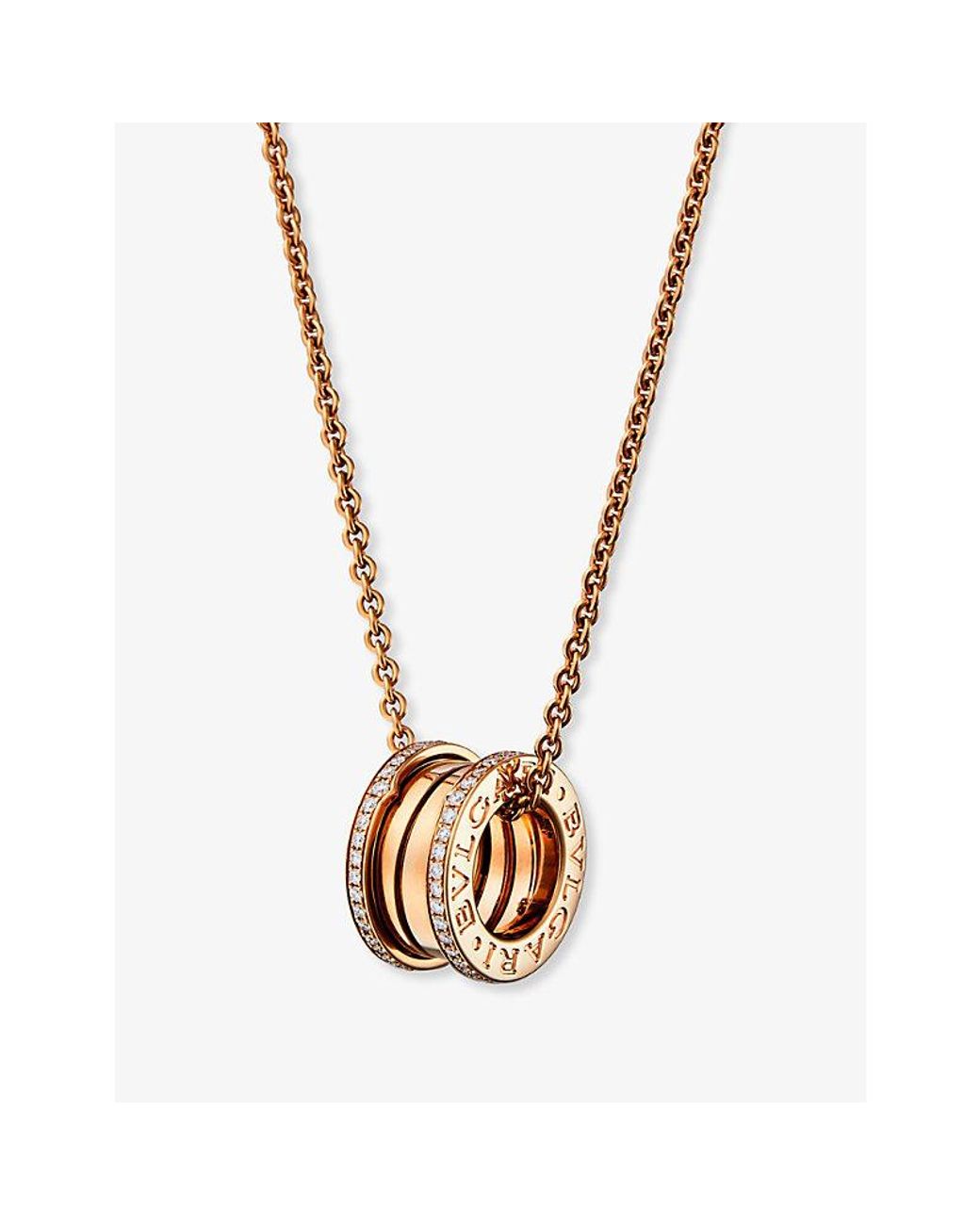 BVLGARI Metallic B.Zero1 18Ct Rose- And 0.38Ct Diamond Pendant Necklace