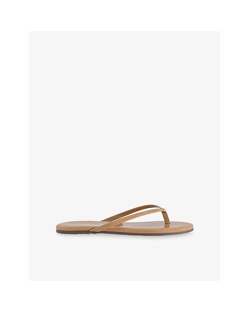 TKEES Brown Lily Nude Foundations Leather Flip-Flops