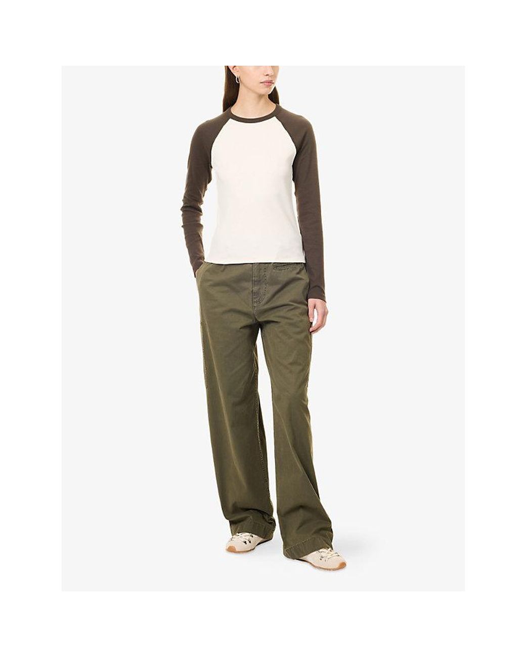 ME+EM Multicolor Ultimate Contrast-Sleeve Stretch-Cotton T-Shirt