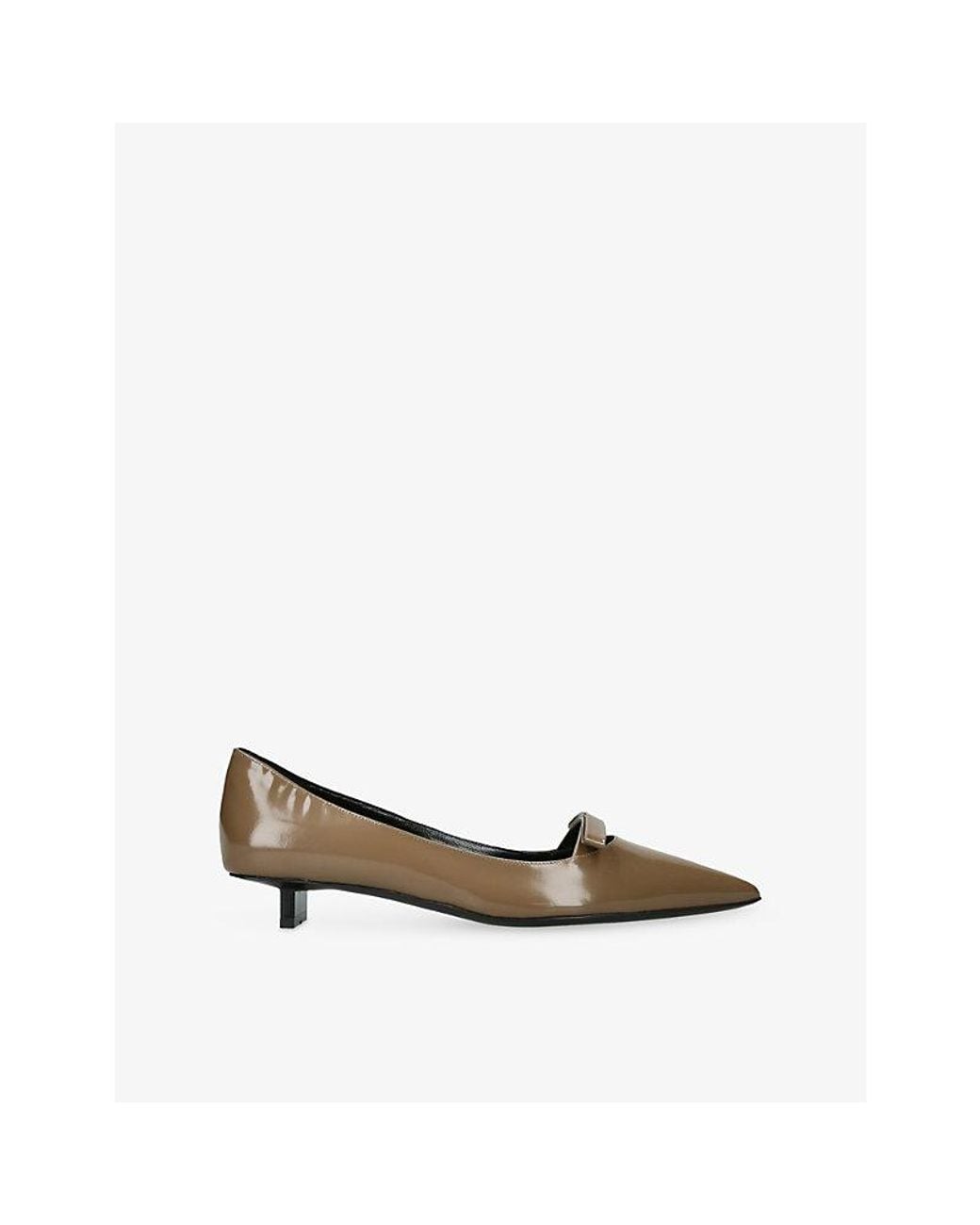 Pierre Hardy Natural Delphine Patent Leather Kitten Heeled Courts