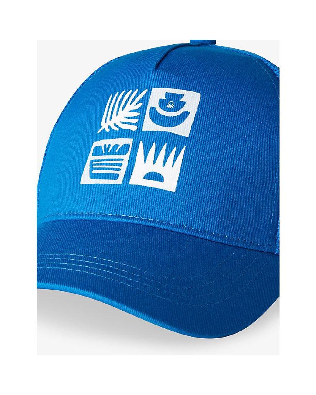 Benetton Blue Printed Cotton Mesh Baseball Cap 6-14 Years for men