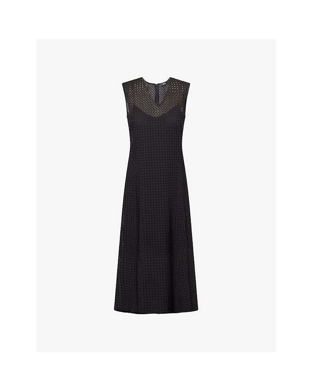 Theory Black Easy Curve Cotton Midi Dress