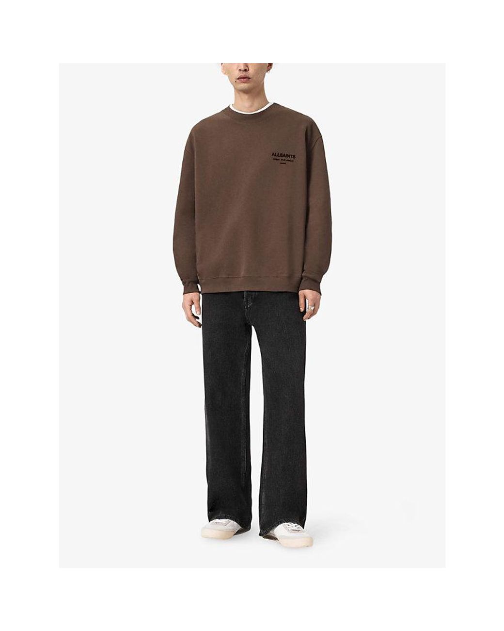 AllSaints Brown Xander Branded-Print Cotton-Jersey Sweatshirt for men