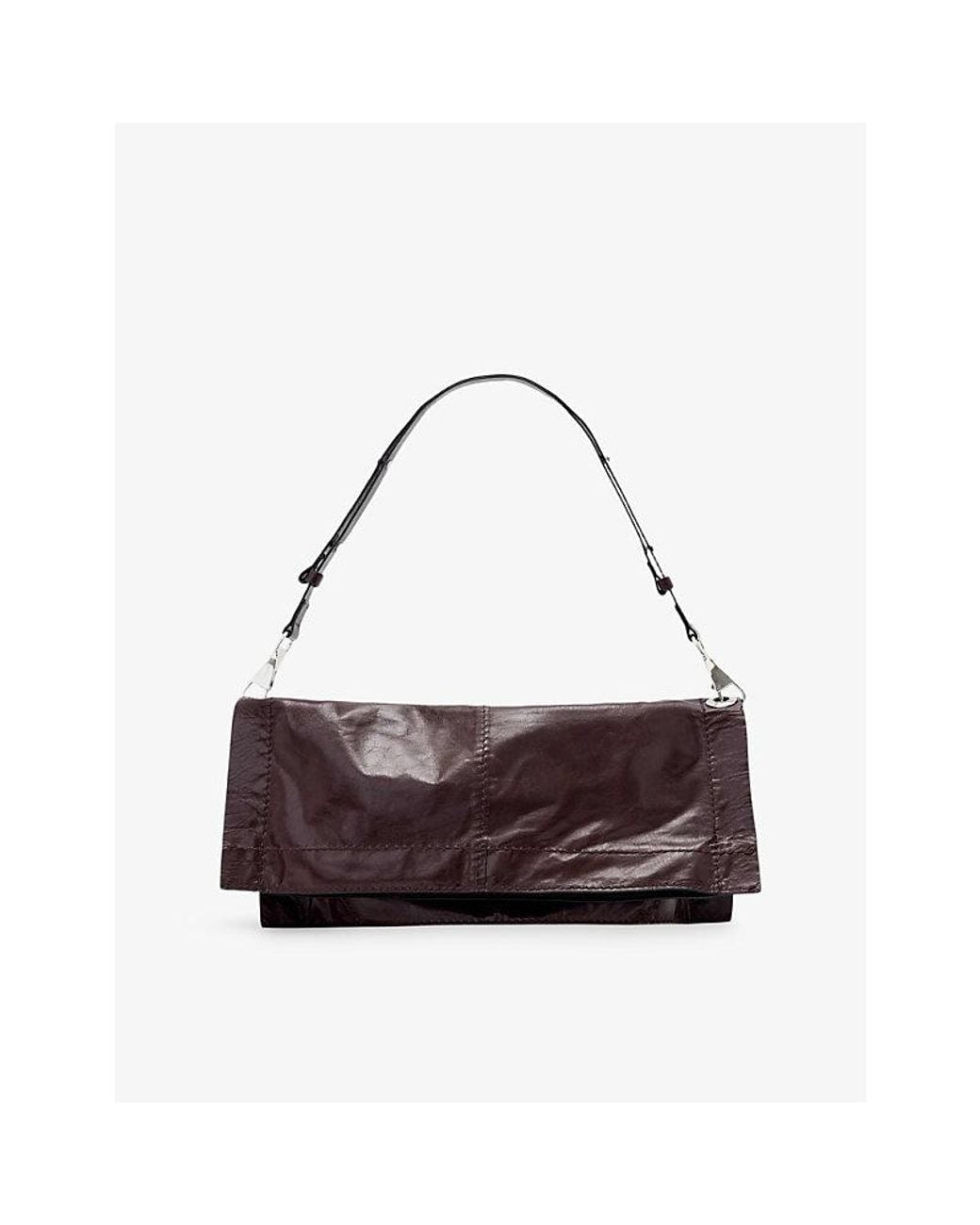 AllSaints Purple Lutece Leather Shoulder Bag