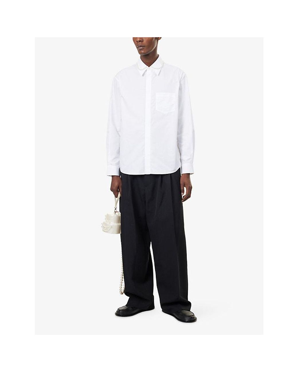 Simone Rocha White Pearl-Embellished Cotton Shirt for men
