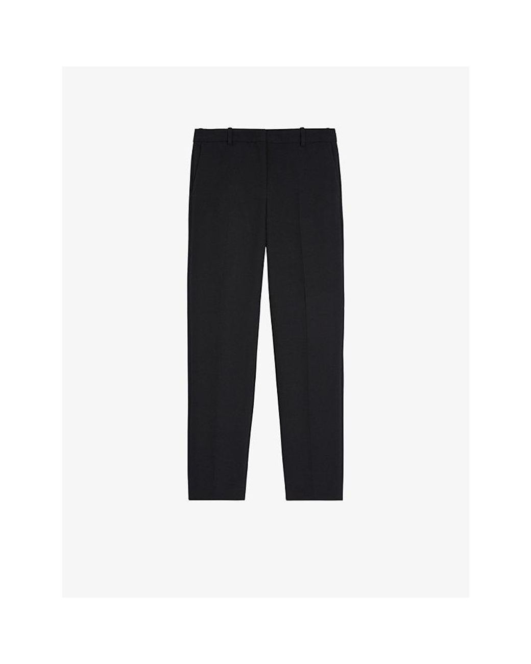 The Kooples Black High-Rise Straight-Leg Stretch-Woven Trousers