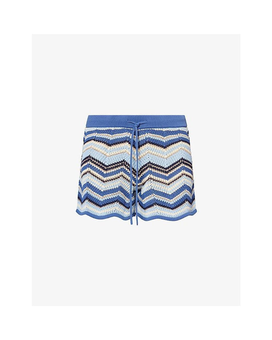 Devon Windsor Blue Solene Chevron-Stripe Knitted Shorts