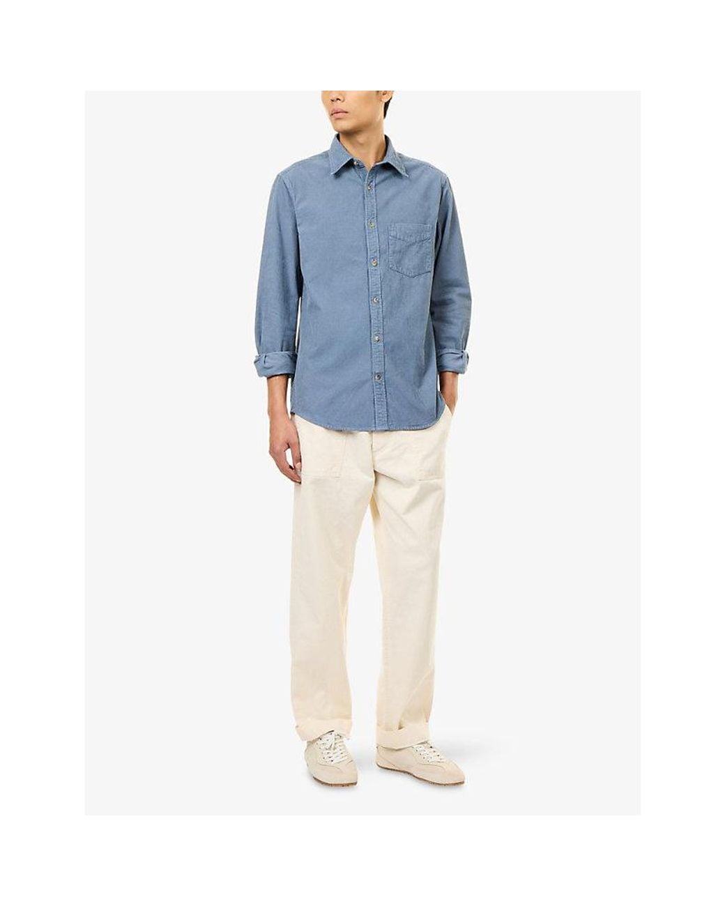 Gant Blue Garment-Dyed Regular Corduroy Shirt for men