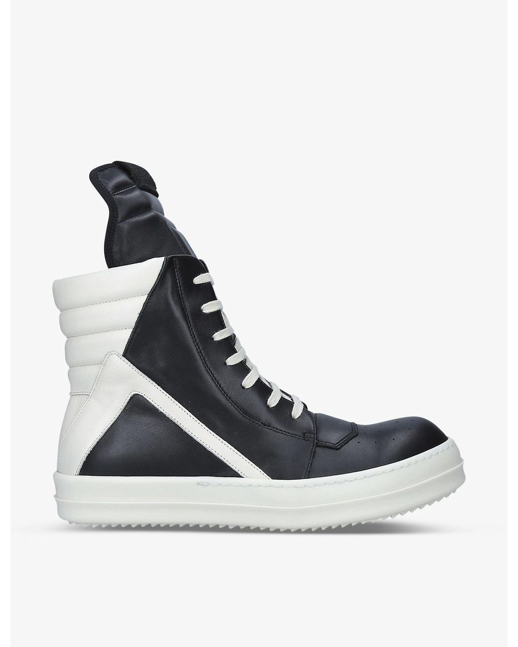 Rick Owens Geobasket Lace-up Leather High-top Trainers in Blue for Men ...