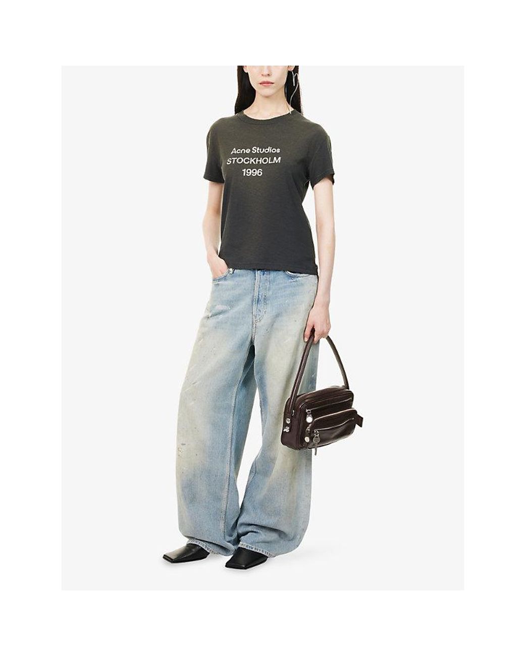 Acne Black Etza 1996 Logo Cotton-Blend T-Shirt