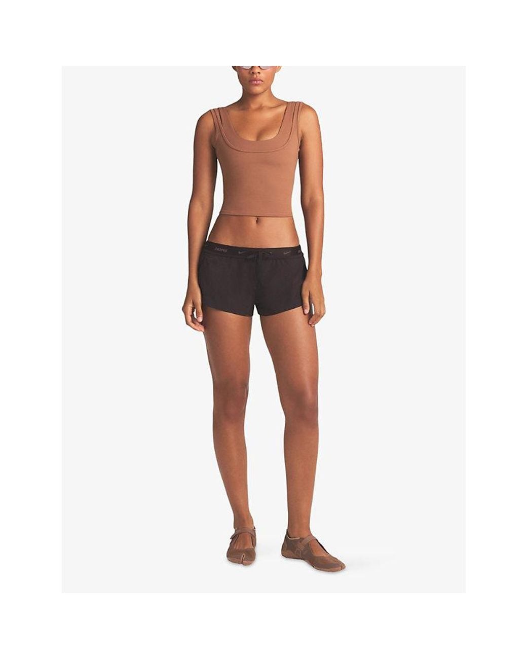 NikeSKIMS Brown Matte Double-Strap Scoop-Neck Tank Top