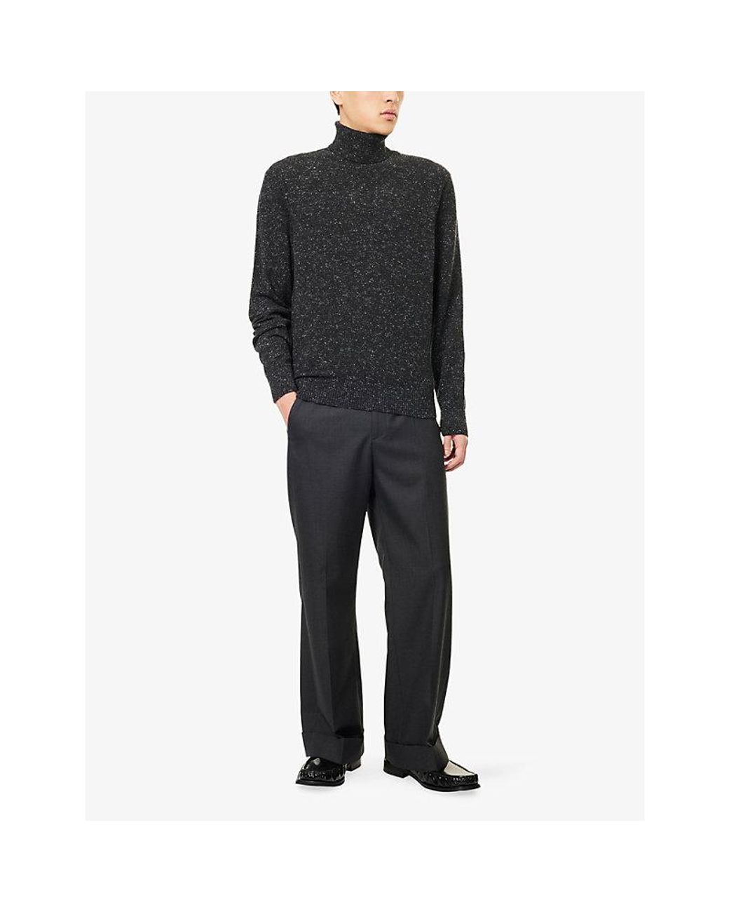 Dunhill Black Roll-Neck Long-Sleeve Cashmere Blend Jumper for men
