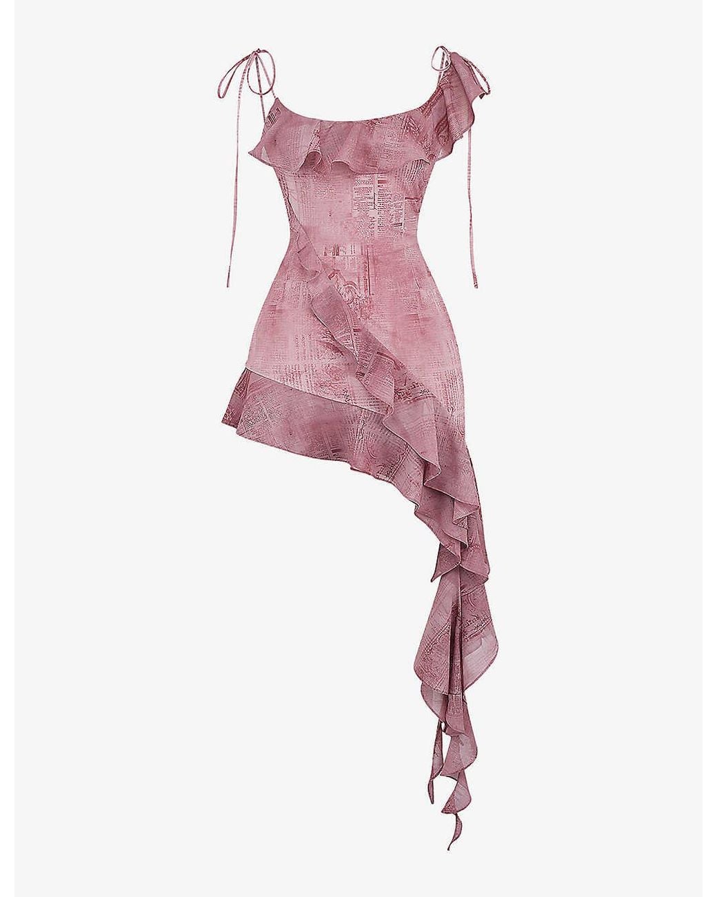 house of cb pink ruffle dress Clothing : Maxi Dresses : 'Gabriella' Soft Peach Ruffled Front Gown