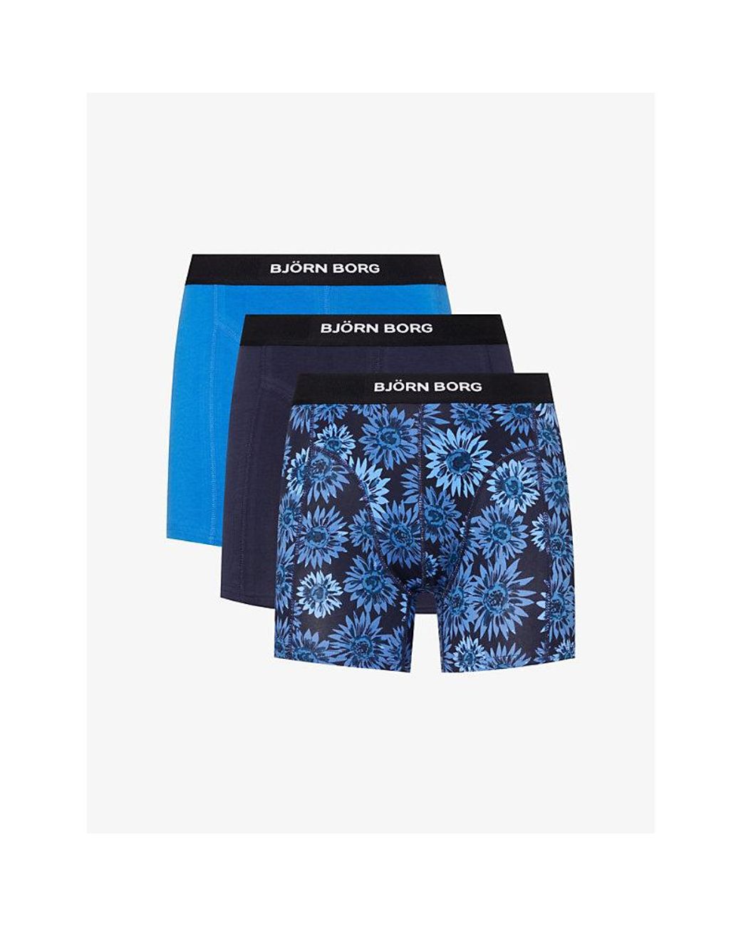 Björn Borg Performance Branded-waistband Pack Of Three Stretch-cotton Boxers  in Blue for Men | Lyst Canada