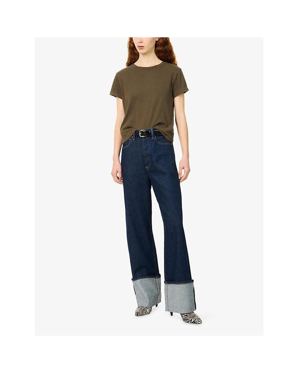 Agolde Brown Adine Shrunken Cotton T-Shirt
