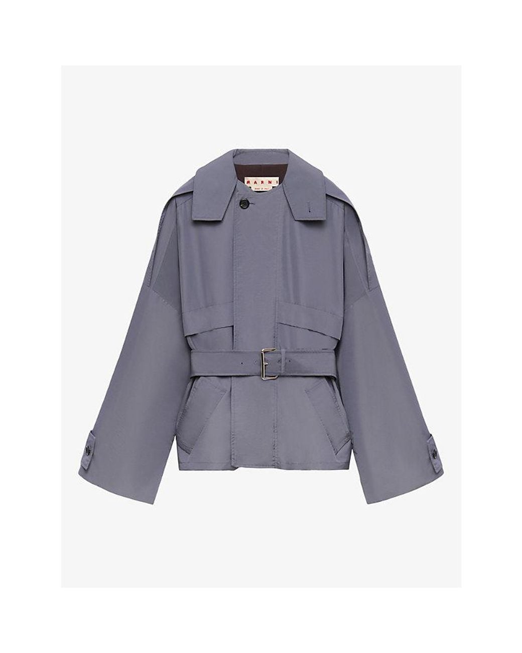 Marni Blue Belted Blouson Trench Coat