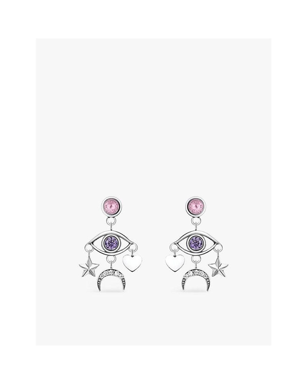 Thomas Sabo White Cosmic Talismans 925 Sterling- And Zirconia Drop Earrings