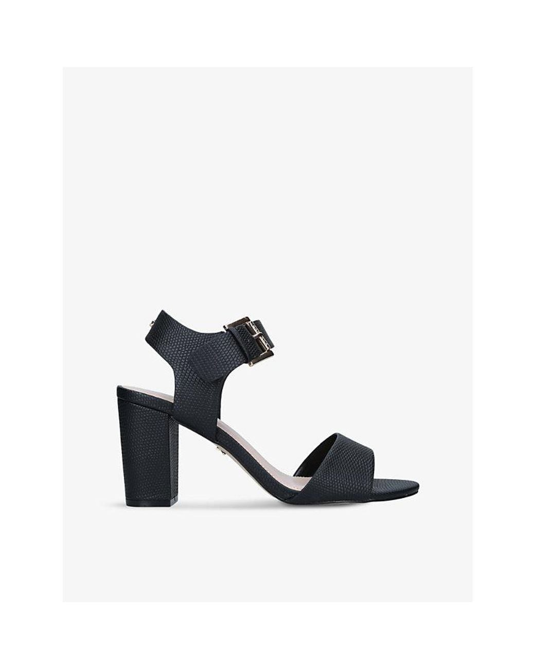 Carvela Kurt Geiger Blue Sadie 2 Textured Heeled Faux-Leather Sandals