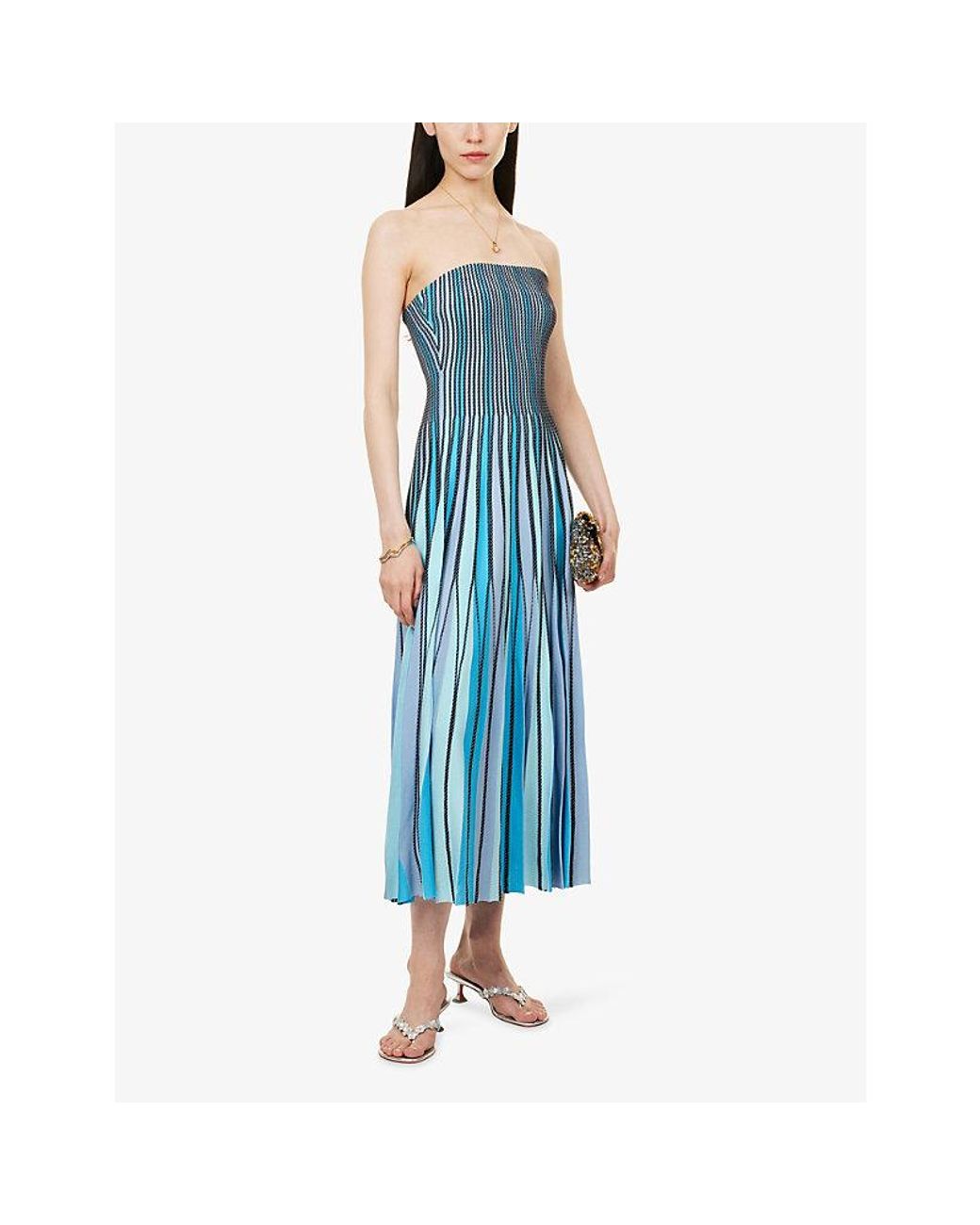 Jonathan Simkhai Blue Soleil Striped Knit Midi Dress