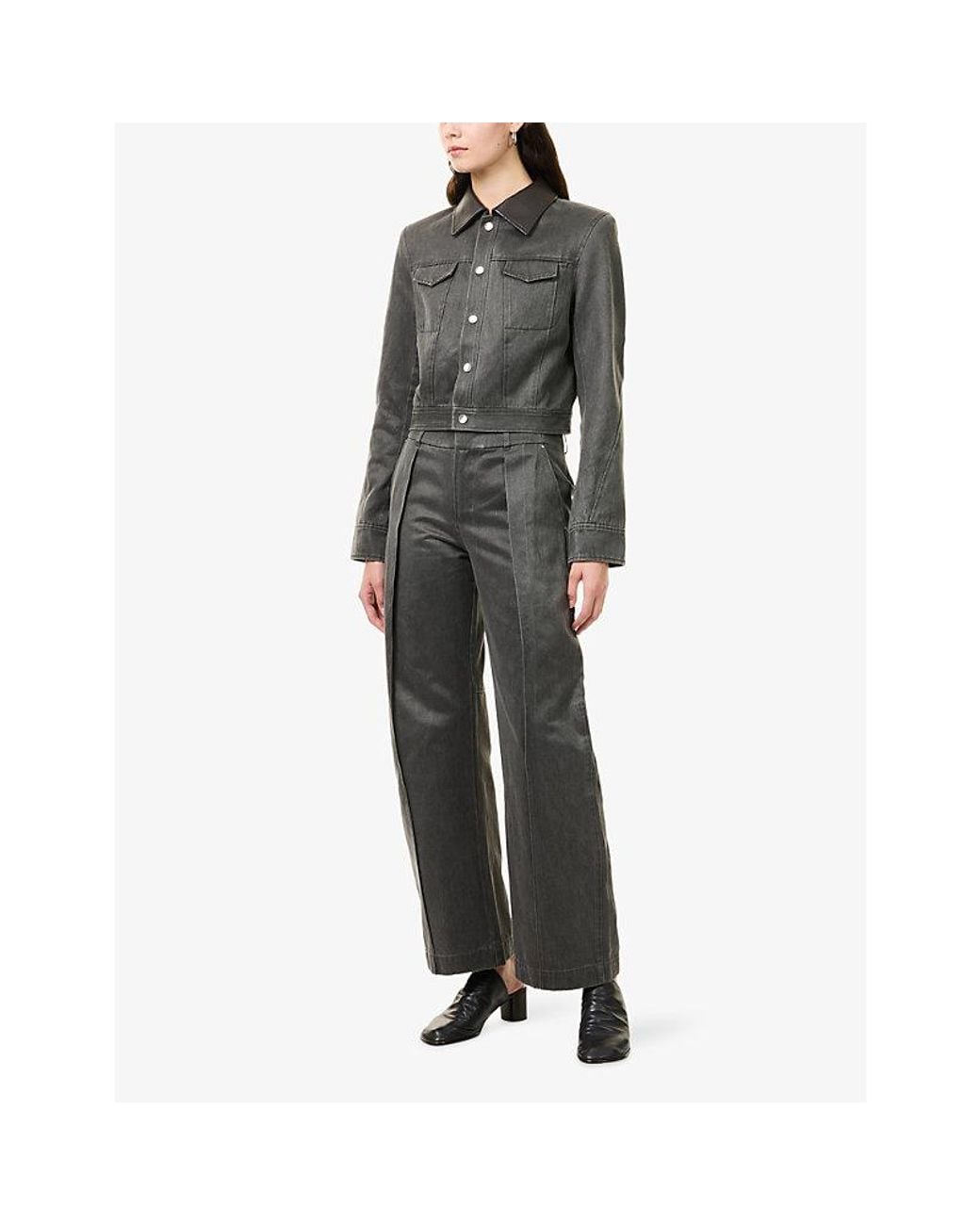 Oude Waag Gray Retro Wide-Leg Denim Trousers