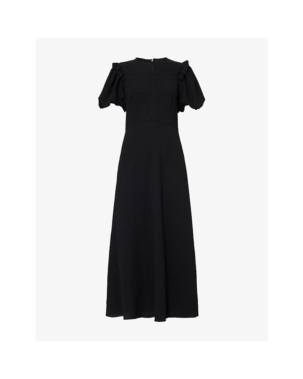 ME+EM Black Short-Sleeve Crepe Midi Dress