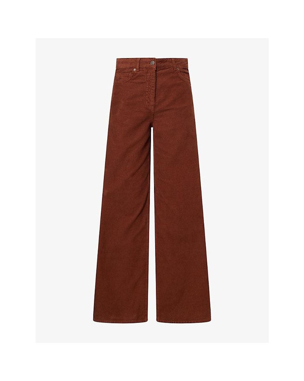 ME+EM Brown Super Wide-Flare Cotton Cord Trousers