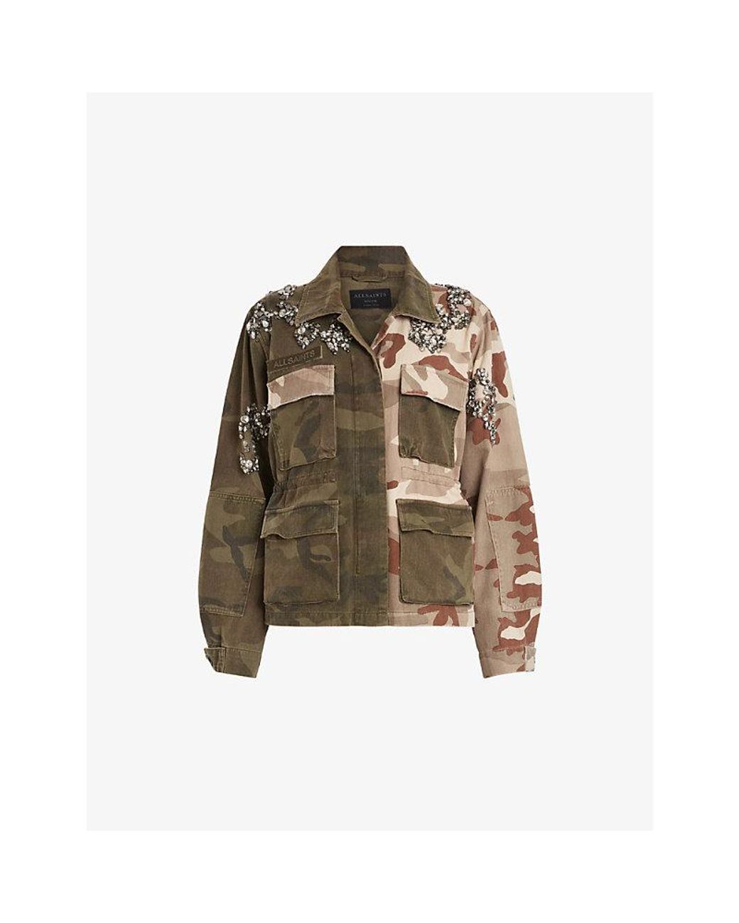 Finch Camo Embellished Denim Jacket CAMO GREEN