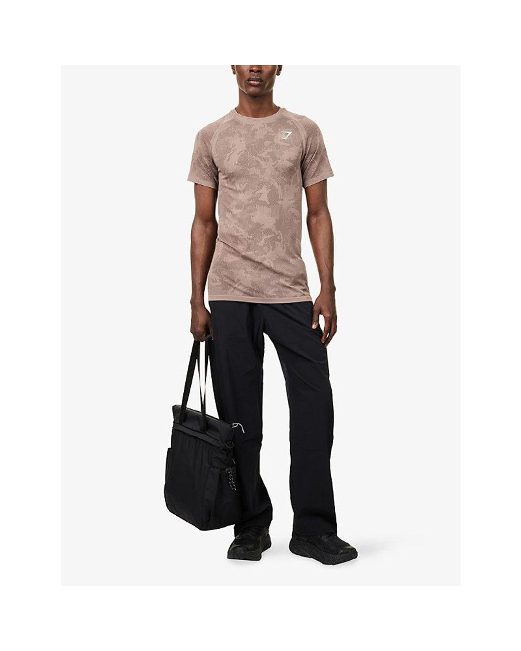 GYMSHARK Pink Geo Seamless Stretch-Woven T-Shirt for men