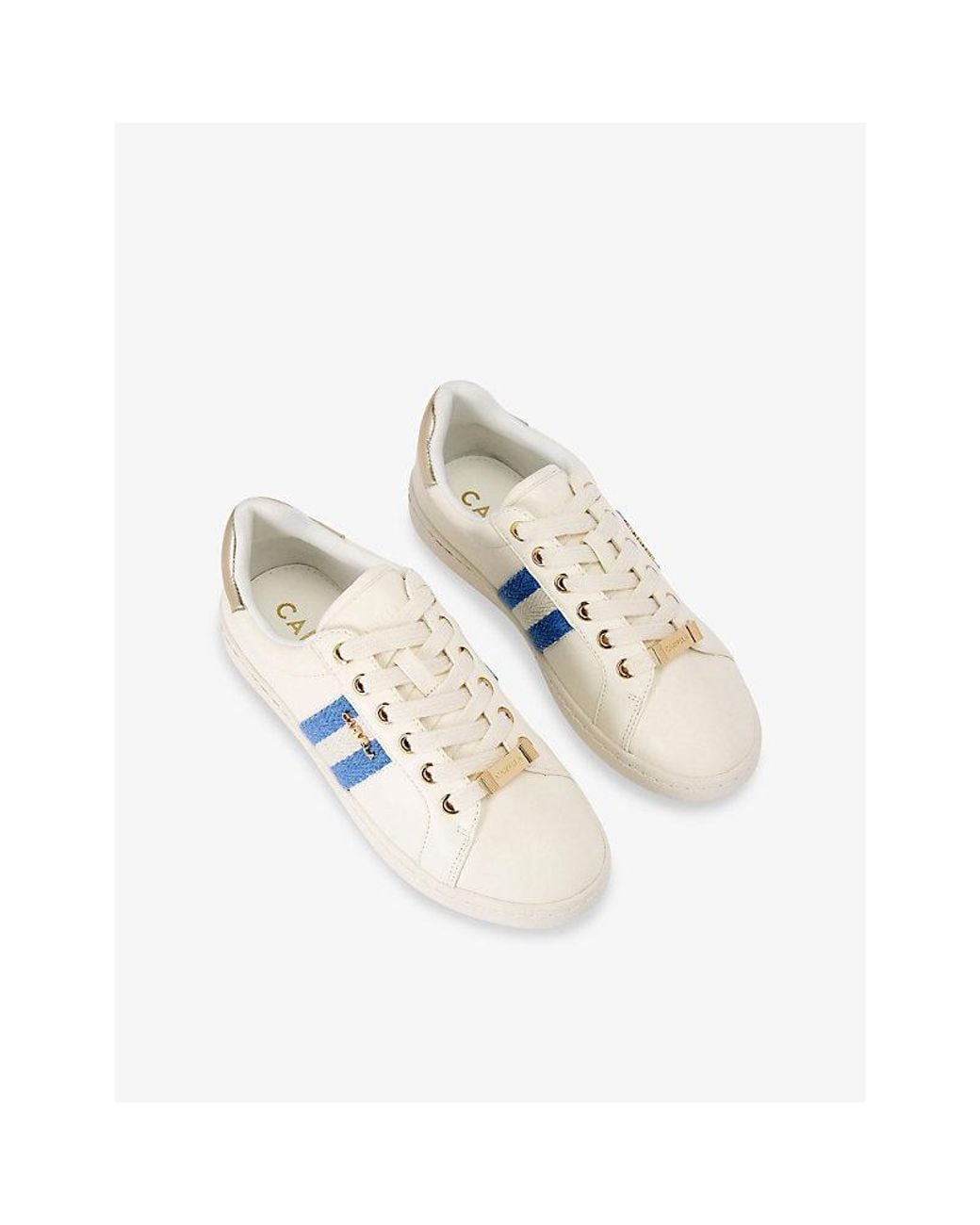 Carvela Kurt Geiger White Palermo Stripe Low-Top Faux-Leather Trainers