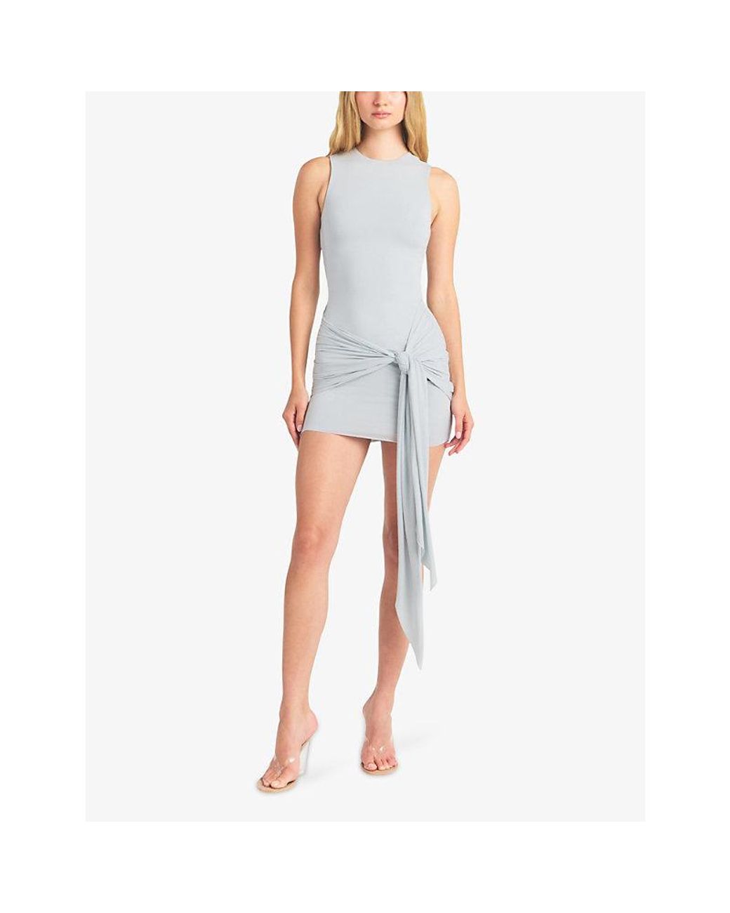 Skims White Wrap Jersey Mini Dress