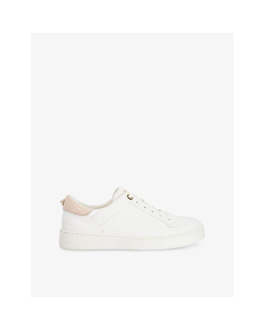 Dune White Emba Faux-Leather Trainers