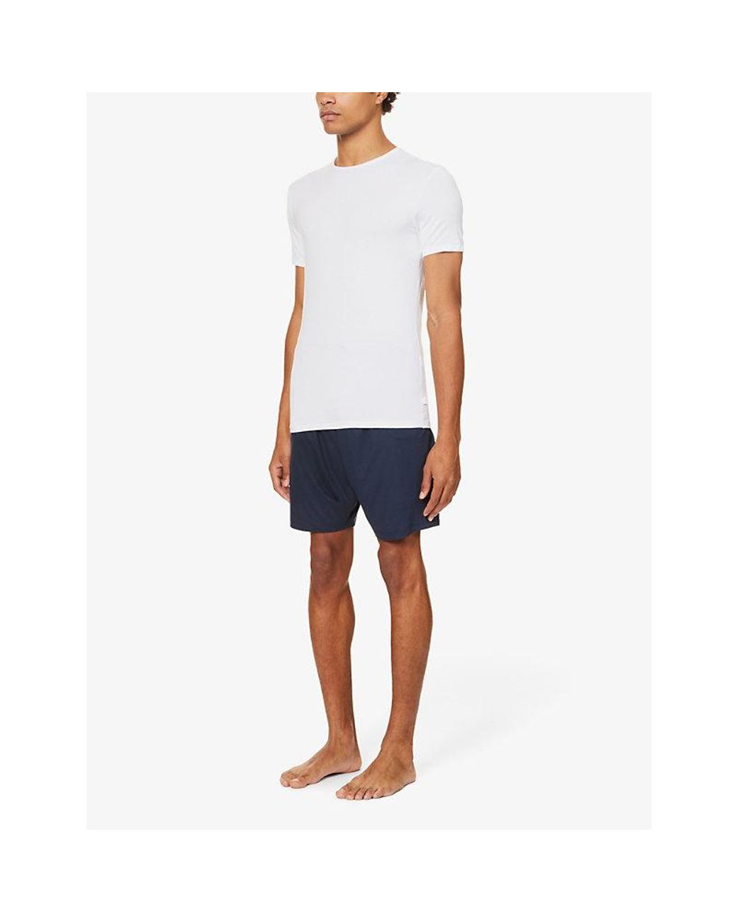 Derek Rose White Crewneck Modal T-Shirt for men