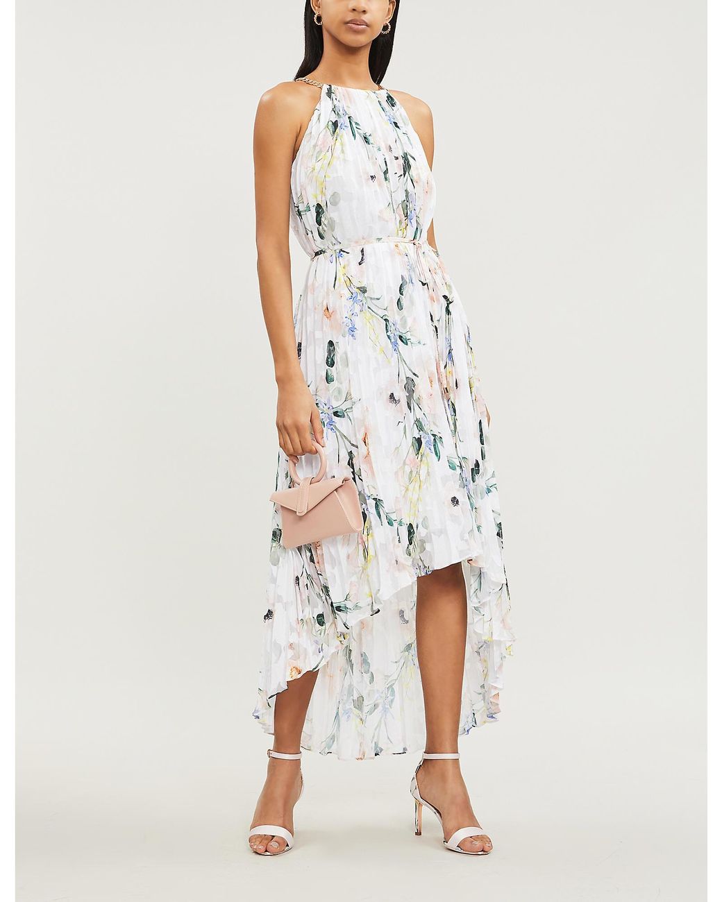 Pleated dip hem dress cheap