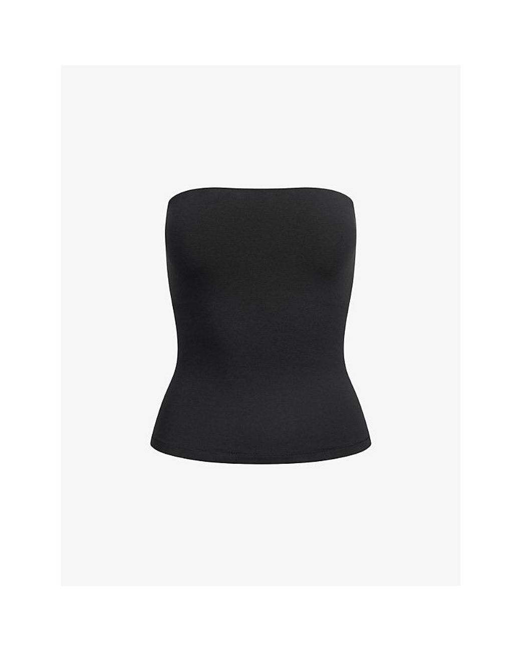Skims Black Strapless Cotton-Jersey Tube Top