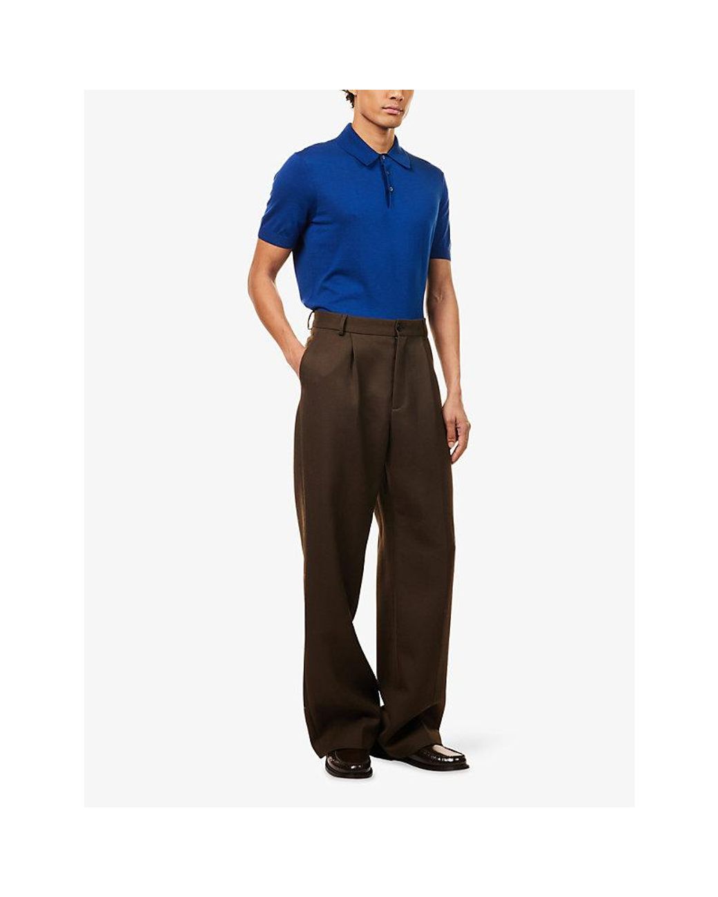 Dunhill Blue Fine-Knit Short-Sleeves Cotton And Silk Polo Shirt for men