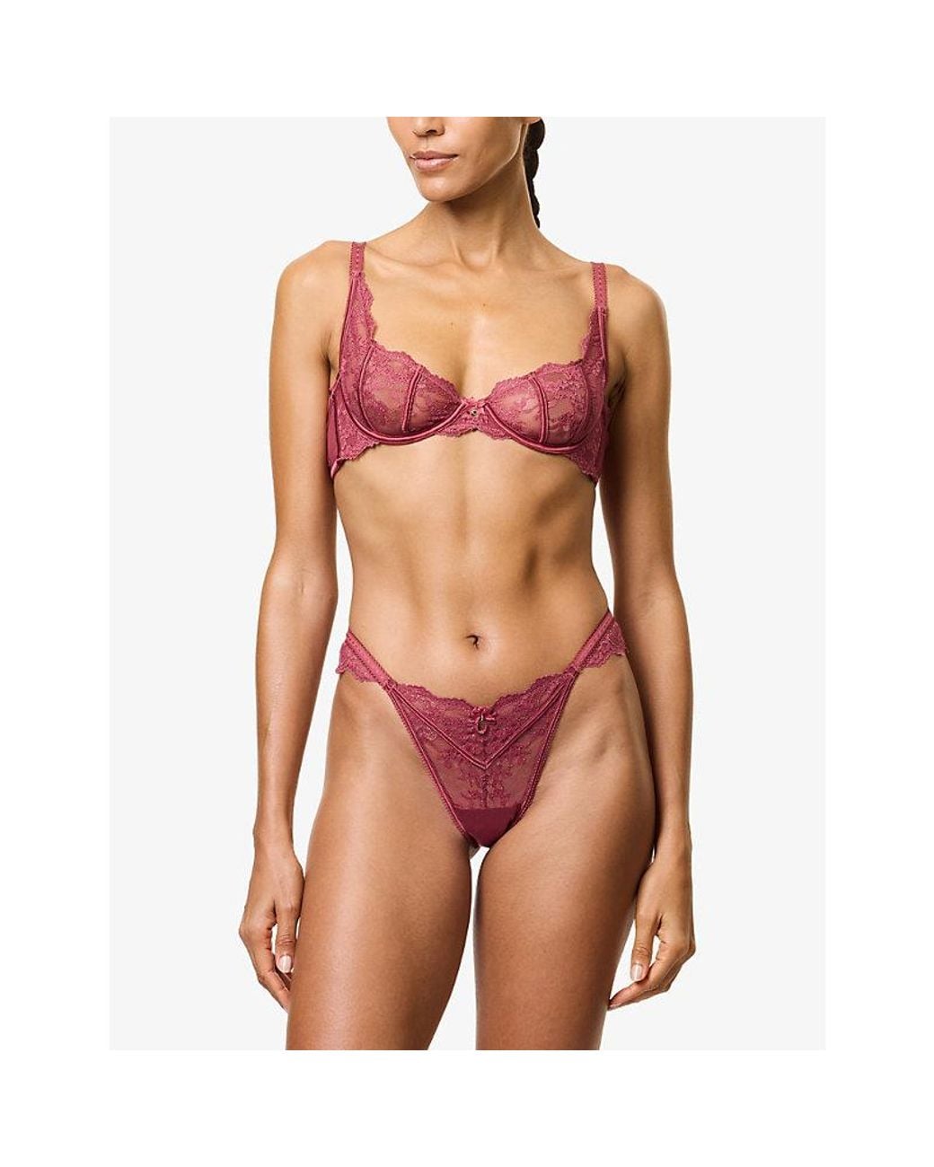 Lounge Underwear Pink Enchant Plunge Lace Bra