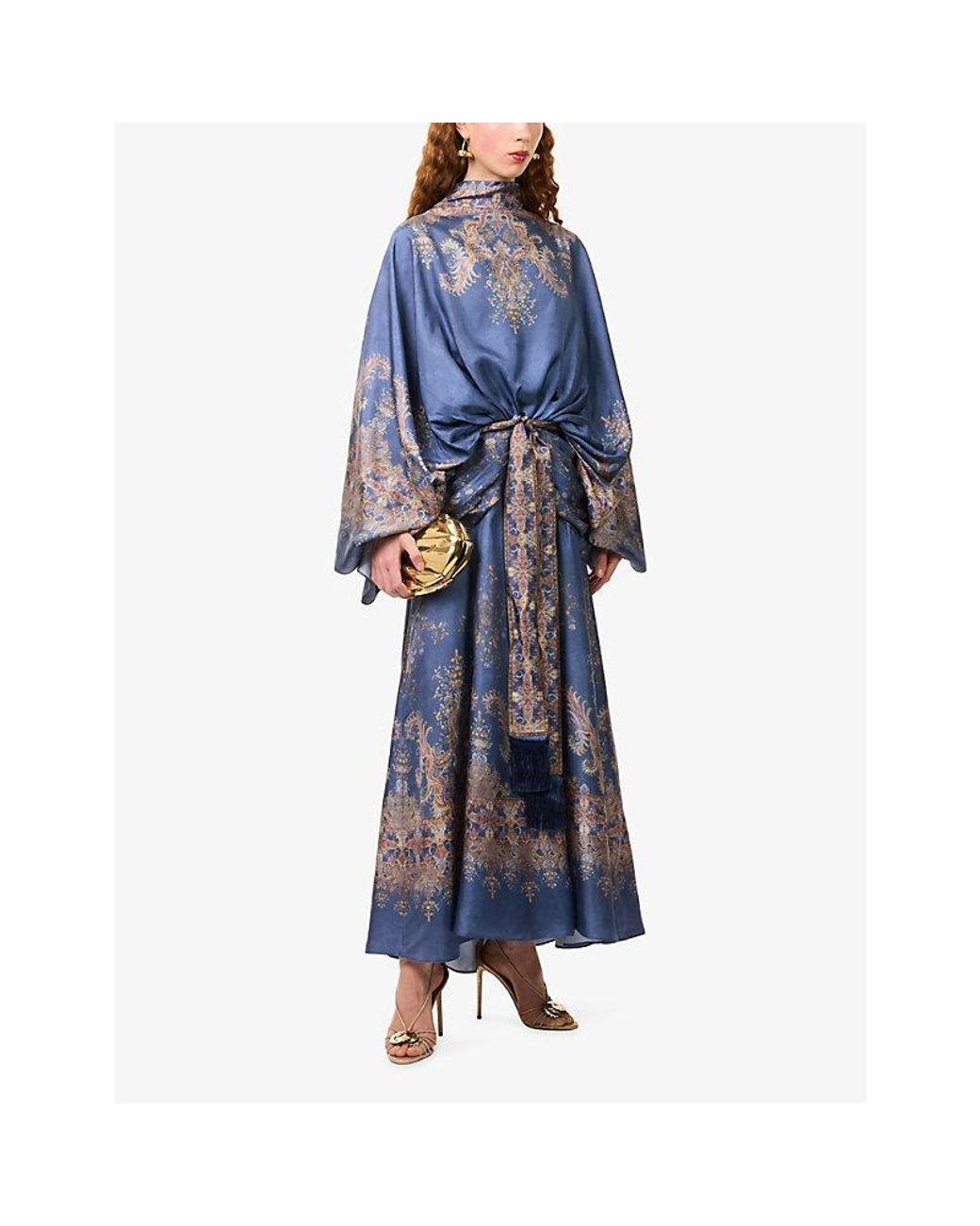 Zimmermann Blue Valiant Batwing Silk Midi Dress
