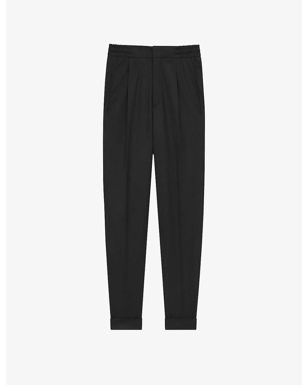 Reiss Brighton Relaxed-fit Tapered Woven Trousers in Black for Men | Lyst