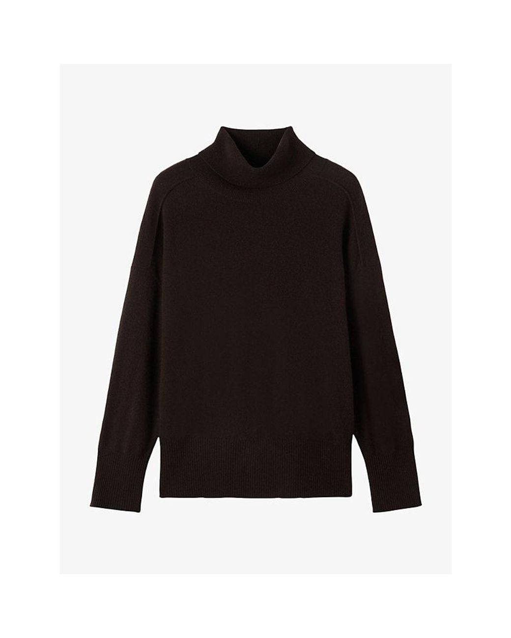 Whistles Black Rollneck Seam-Detail Cashmere Jumper