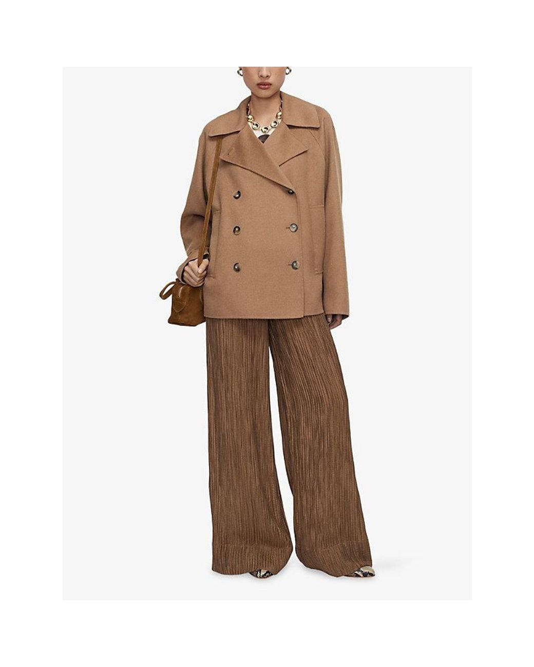 Joseph Brown Apollo Double-Breasted Wool-Blend Jacket