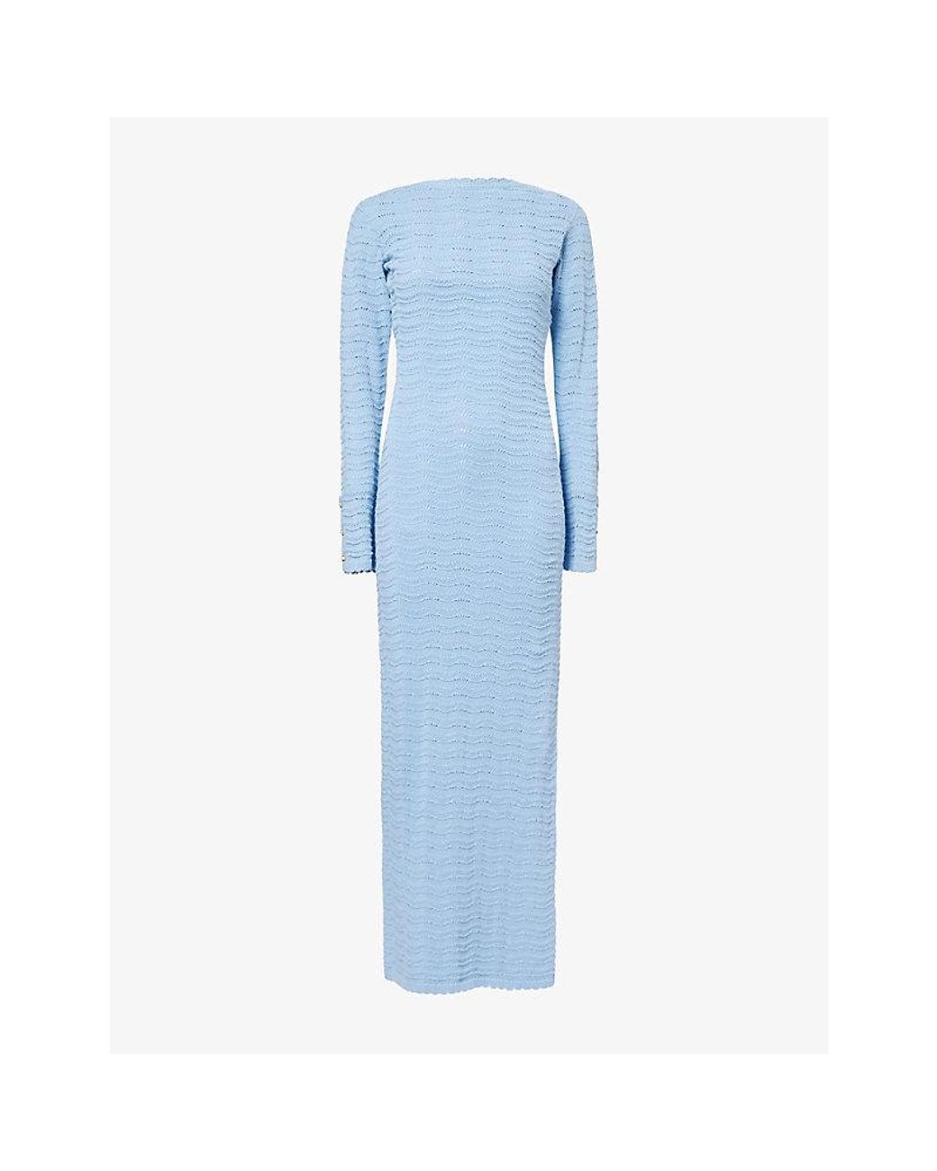 The Couture Club Blue Crochet Two Way Cotton Maxi Dress