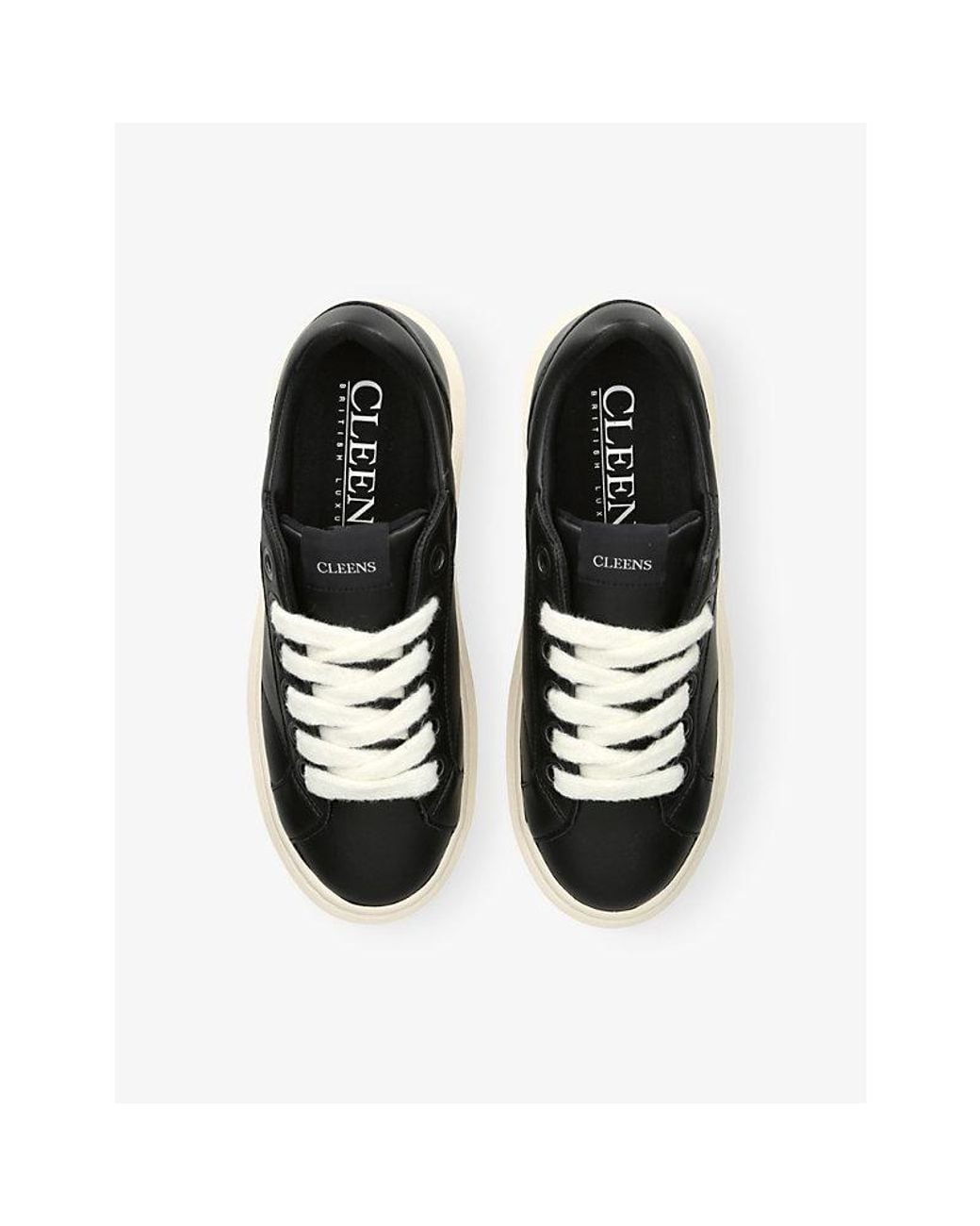 Cleens Black Ace Leather Trainers for men