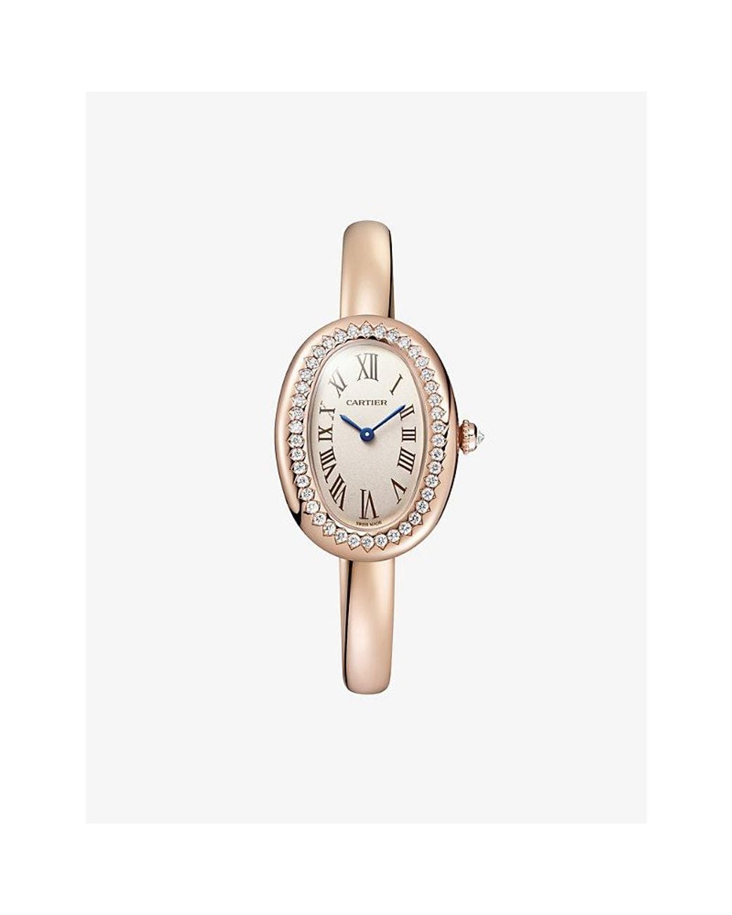 Cartier White Crwjba0041 Baignoire Small 18Ct Rose- And 0.48Ct Brilliant-Cut Diamonds Quartz Watch