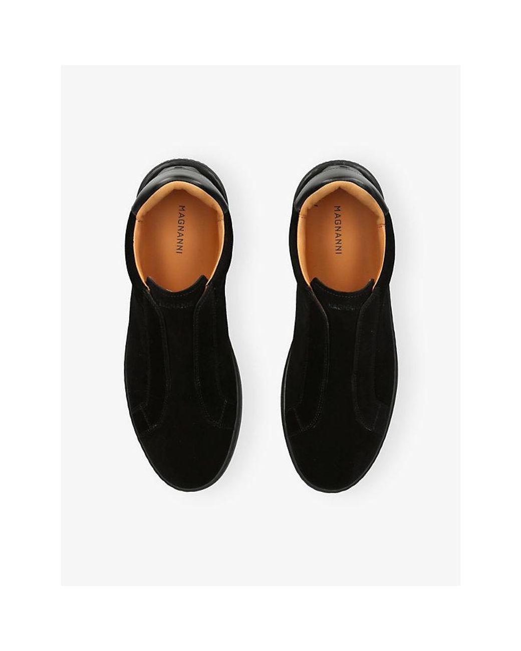 Magnanni Shoes Black Cowes Laceless Suede Trainers for men