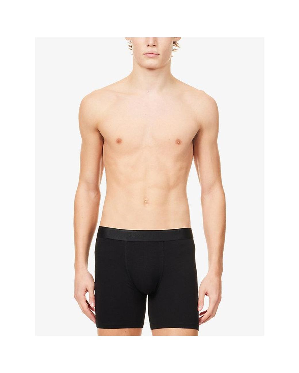 Sunspel Black Elasticated-Waistband Stretch-Cotton Trunks for men